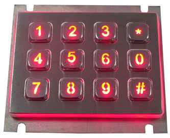 12 teclado dinâmico do metal de USB IP65 das chaves com o vândalo vermelho ou azul do luminoso resistente